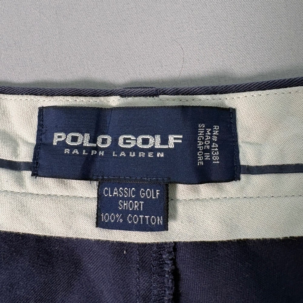 Polo Golf Ralph Lauren Mens Navy Blue Pleated Cotton Classic Golf Shorts 38 - Picture 2 of 6
